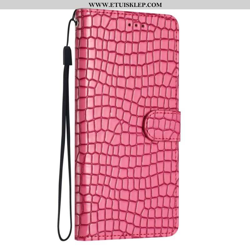 Etui Folio do iPhone 15 Plus Styl Krokodyla Z Paskiem